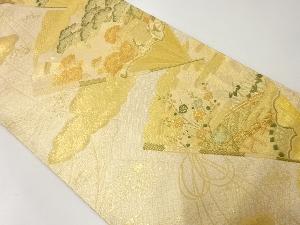 リサイクル　扇に御所車・松梅模様織出し袋帯